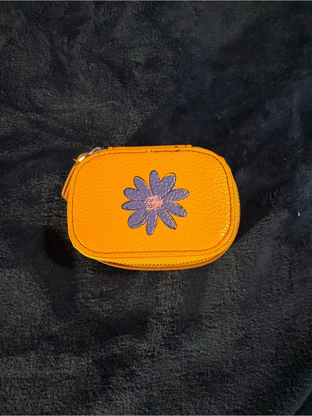 Vera Bradley Orange Coin Case with Purple Flower